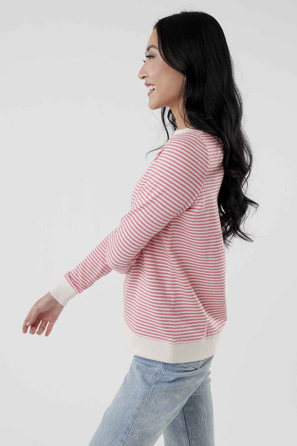 Autumn Stripes Pink Pullover Sweater Top