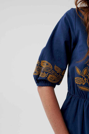 Intentions Navy Embroidered Dress