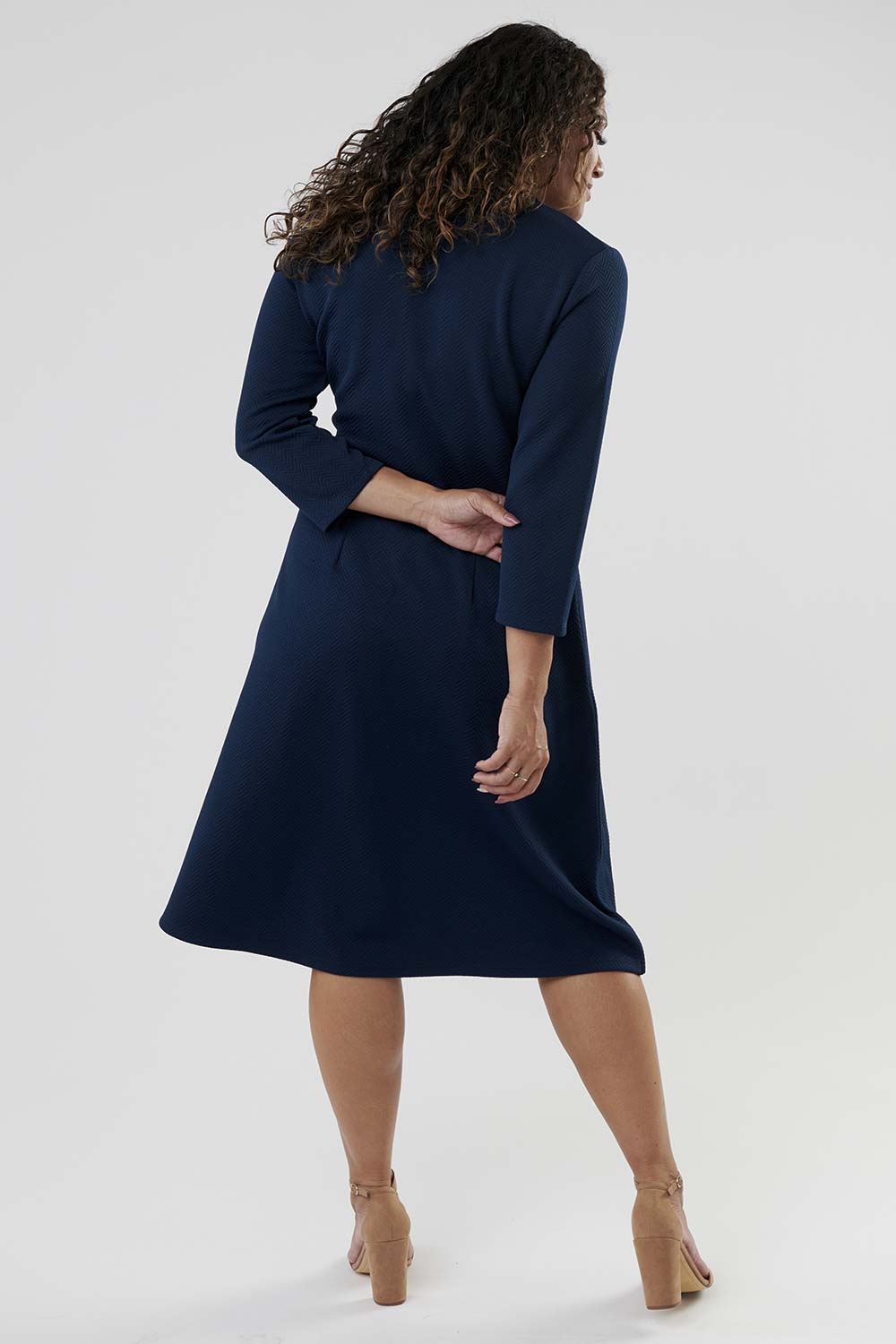 Between You and Me Wrap Midi Dress-Navy