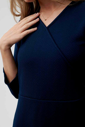 Between You and Me Wrap Midi Dress-Navy